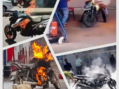 Petrol bike fire in India causes risks prevention