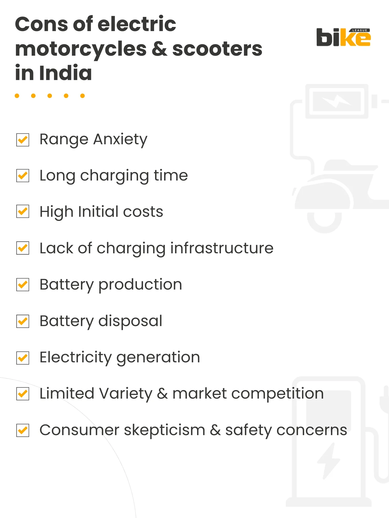 Cons of electric motorcycles & scooters in India