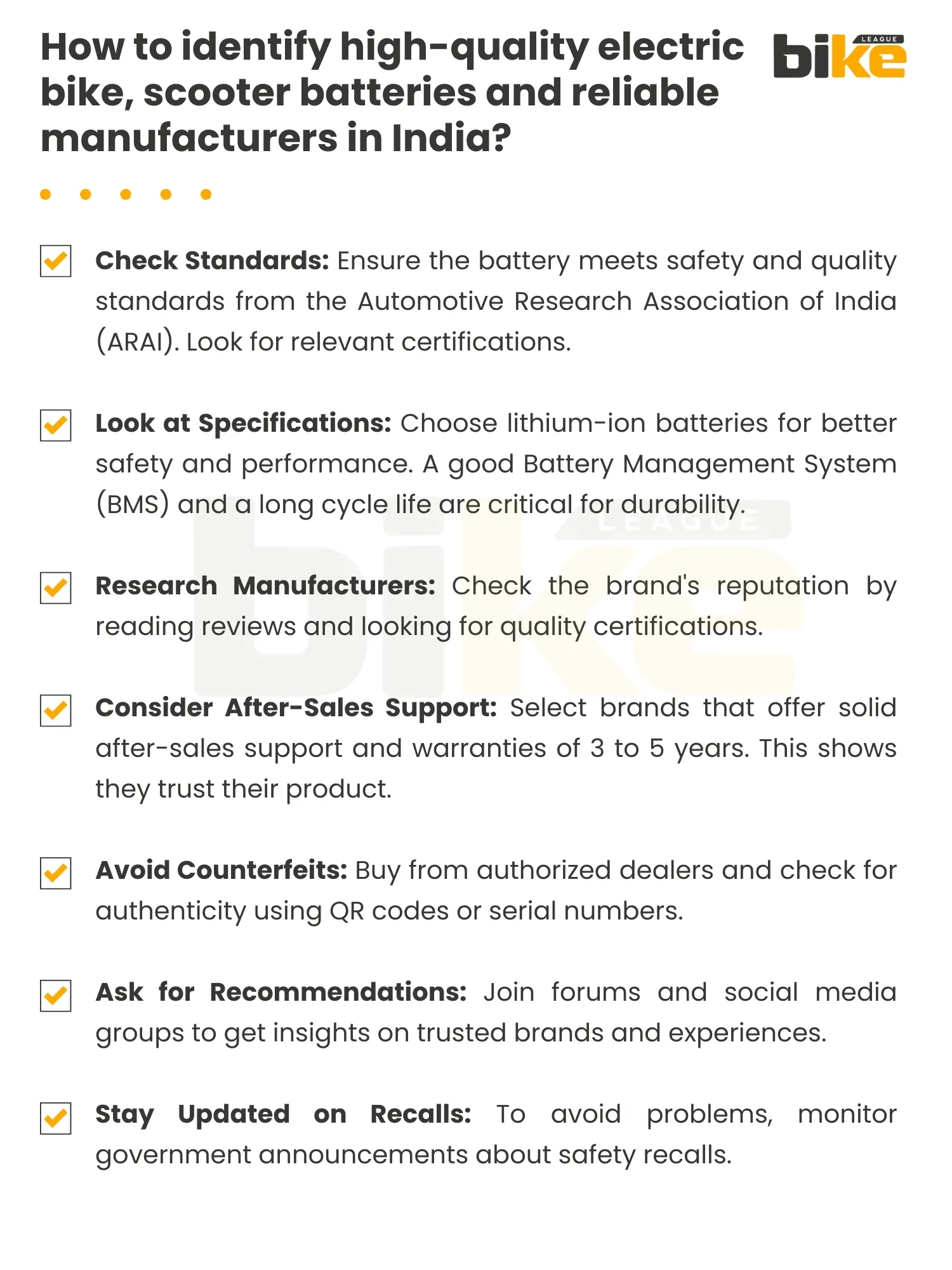 How to identify high-quality electric bike, scooter batteries and reliable manufacturers in India